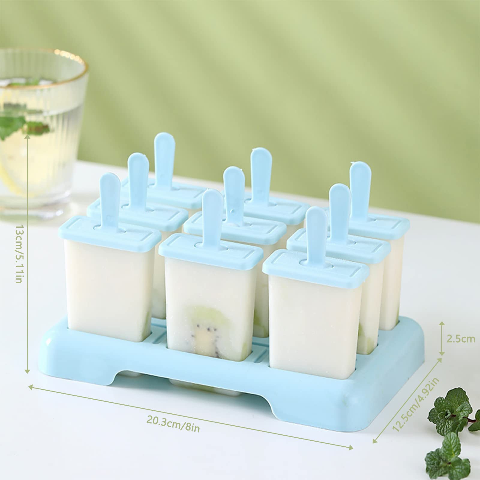 Moldes Helado, 18 Molde Barra Helado Reutilizable Molde para Hacer paletas Moldes Paletas Chocolate(Azul, Beige)