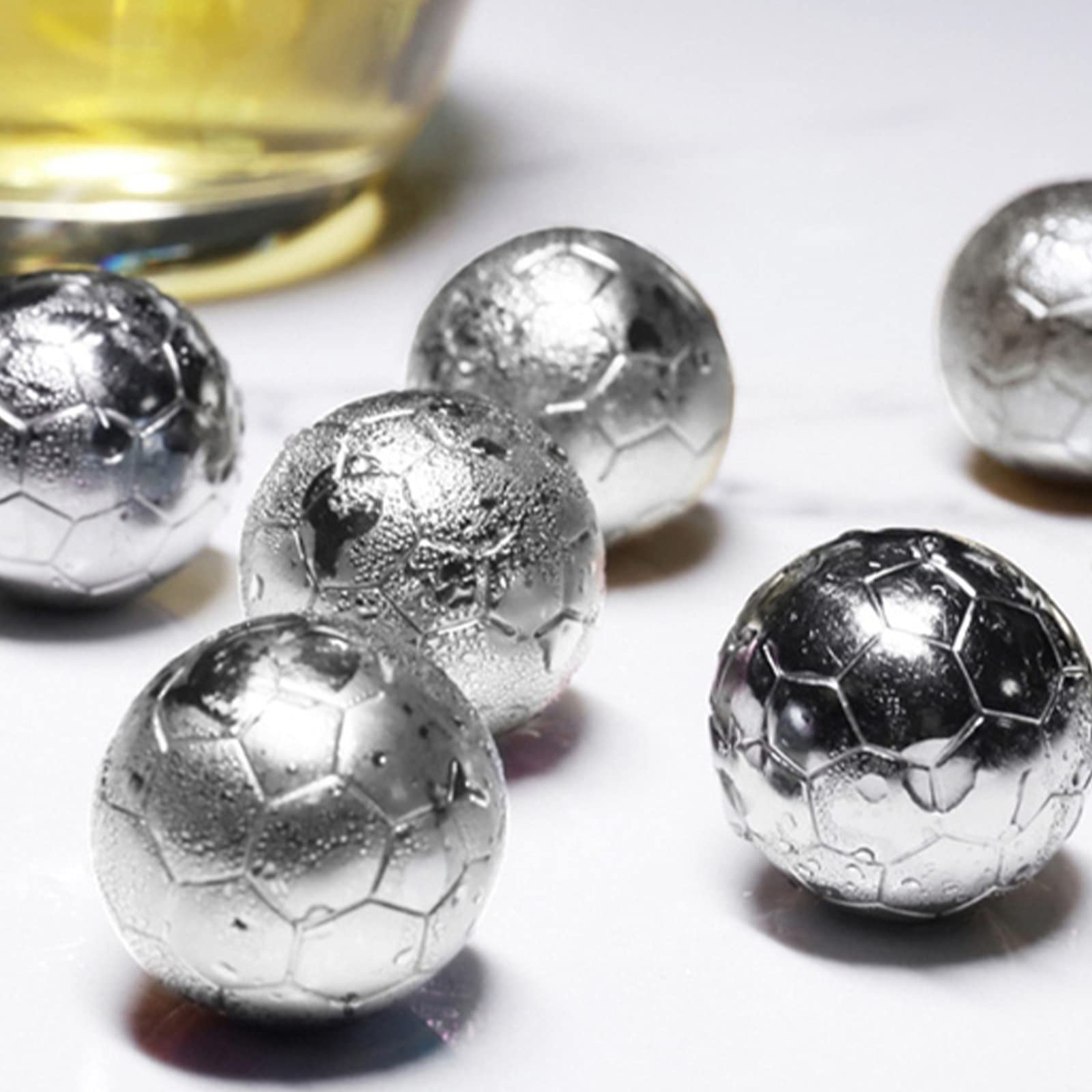 Piedras de Whisky de Fútbol, Cubitos de Hielo Reutilizables de Acero Inoxidable, Rocas Escalofriantes para Whisky y Vino, Barra de Cocina para el Hogar,6PCS