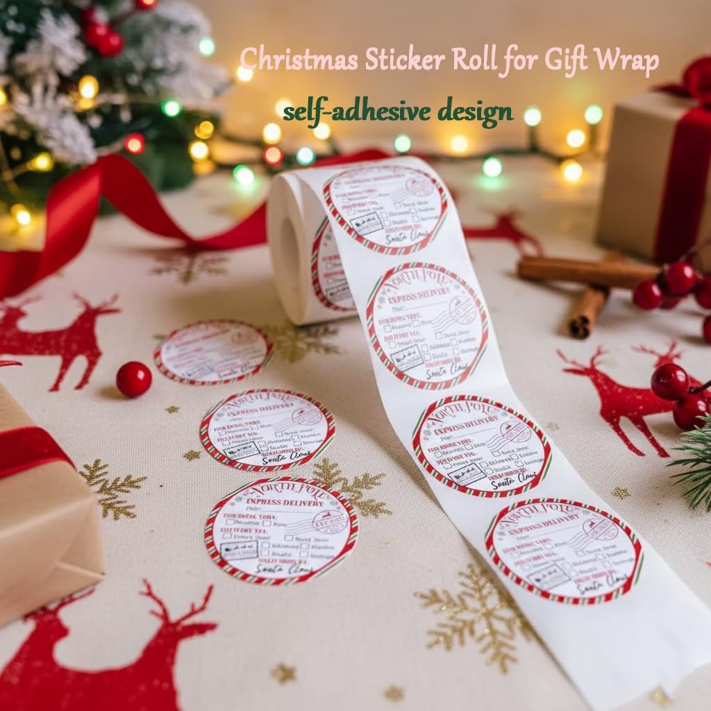 North Pole Christmas Stickers from Santa for Gifts, Christmas Gift Tags Stickers for Women Men Kids Presents Decor, Funny Christmass Wrapping Paper Labels Sticker for Xmas Party Favors, Treat Cookie - Image 2