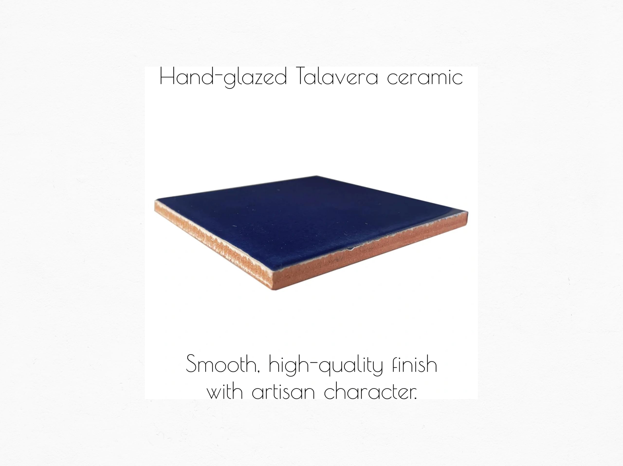 Piastrella Talavera color cobalto Midnight, 10,2 x 10,2 cm, realizzata a mano, color blu navy, finitura lucida, smaltata a mano