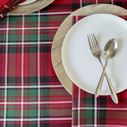 Benson Mills Holiday Plaid Yarn Dyed Fabric Table Cloth, Holiday, Winter, and Christmas Tablecloth (52" X 70" Rectangular, Red) – Image 8