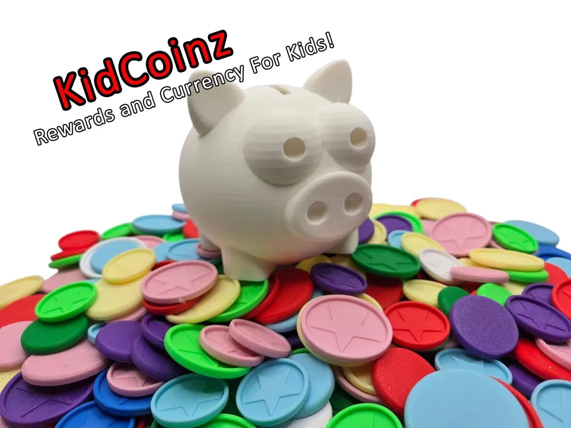 KidCoinz | Currency for Kids | Kid Reward Cash | Star Coins | Reward System | Piggy Bank | Incentive Tokens (Orange Coins)