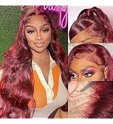 BCCRS 30 Inch 99j Burgundy Lace Front Wigs Human Hair 13x4 Body Wave Burgundy Wig Human Hair 180%...