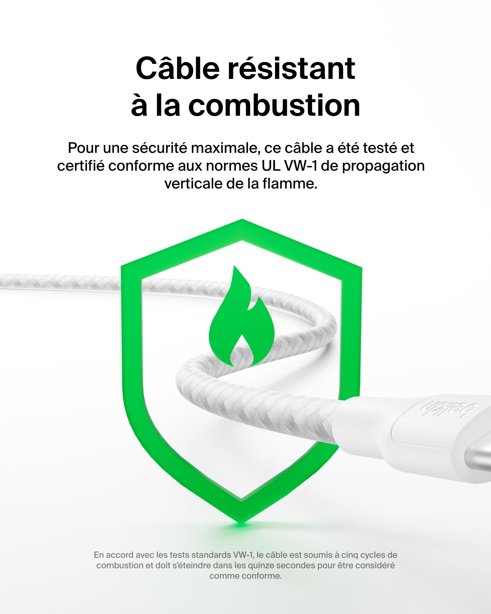 Belkin Eco Câble USB-C vers USB-C avec gaine tressée, 3 m, 240 W, doux au toucher, souple, Câble de recharge rapide, pour iPhone 16, Galaxy S25, Pixel 9, MacBook, iPad Pro, etc. - Blanc (USB 2.0)