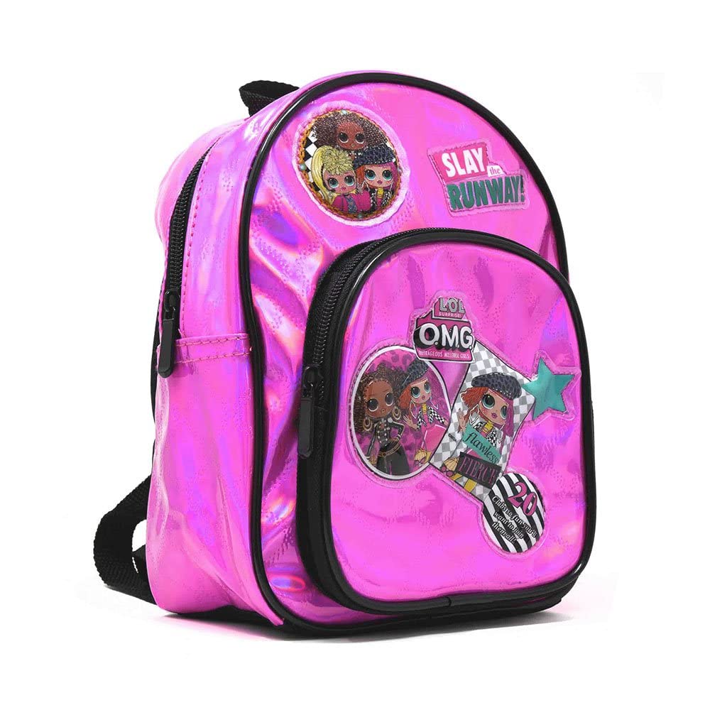 L.O.L. Surprise! UPD O.M.G. Mini Backpack - Slay the Runway Pink Bag with Zippered Compartment, LOL Surprise Backpack for Kids and Teens, Ideal for School, Travel, Road Trips and More - 9.5 Inches,