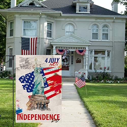 Opulane 4Th Of July Patriotic Statue Of Liberty Garden Flag 12X18 Inch Double Sided Memorial Independence Day Small Vertical Burlap Flags Seasonal Outdoor Decor For Yard Farmhouse Rustic Home Lawn Patio Outside #TOP3