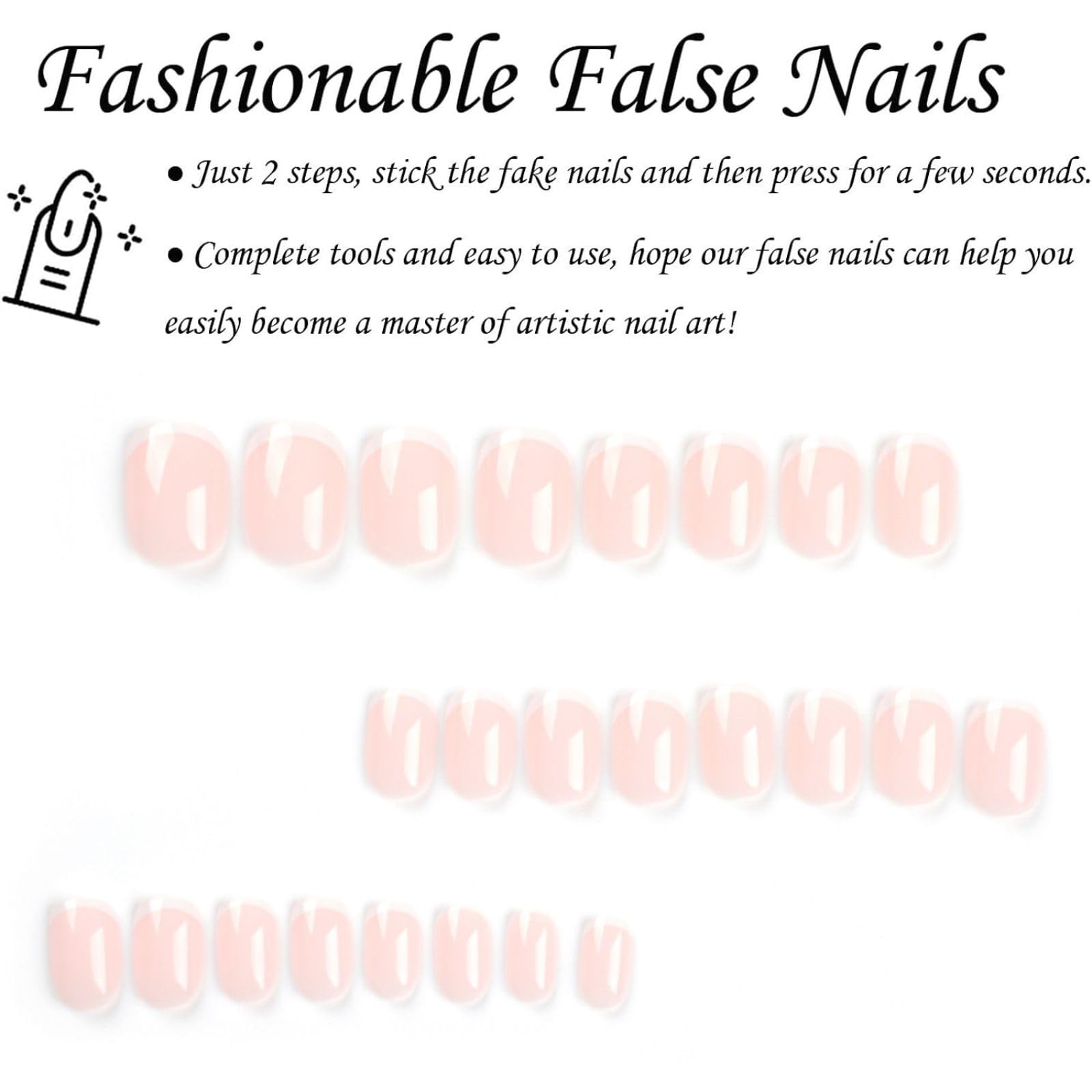 French Tip False Nails, 24Pcs Press on Nails Short, Natural White French Tip Nails Nude - Image 4