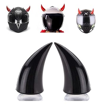 SELVIKE Devil's Helmet Horn with Suction Rubber Pad for All Bikes and Motorcycles (Pack of 2) (Black)