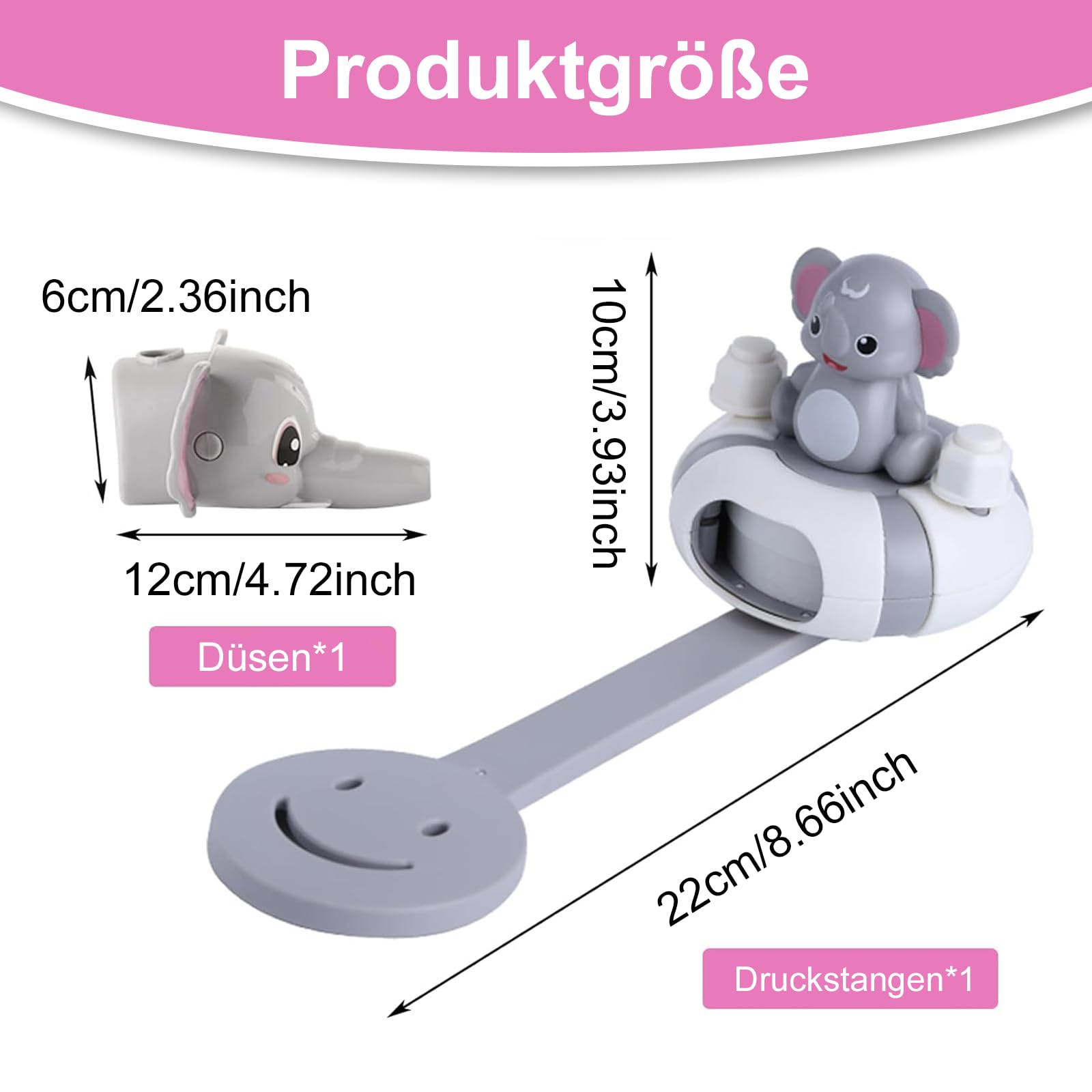 Prolongateur Extension Poignee Robinet Enfant 1 Pièces Faucet Extender Rallonge De Robinet Design en Forme de éléphant Réglable pour Buse Deau Extender, Cuisine, Salle de Bain, Robinet Accessoires