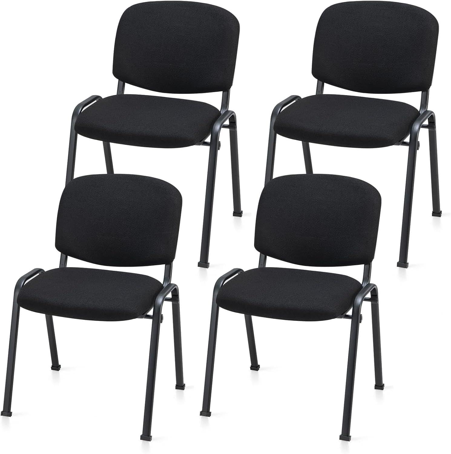 Set of 4 Black Metal Stackable Office Guest Chairs