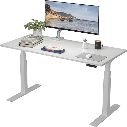 Miniatura 7 de Escritorio universal de madera maciza de una sola pieza de 48 x 24 pulgadas para estar de pie y sentarse (blanco)