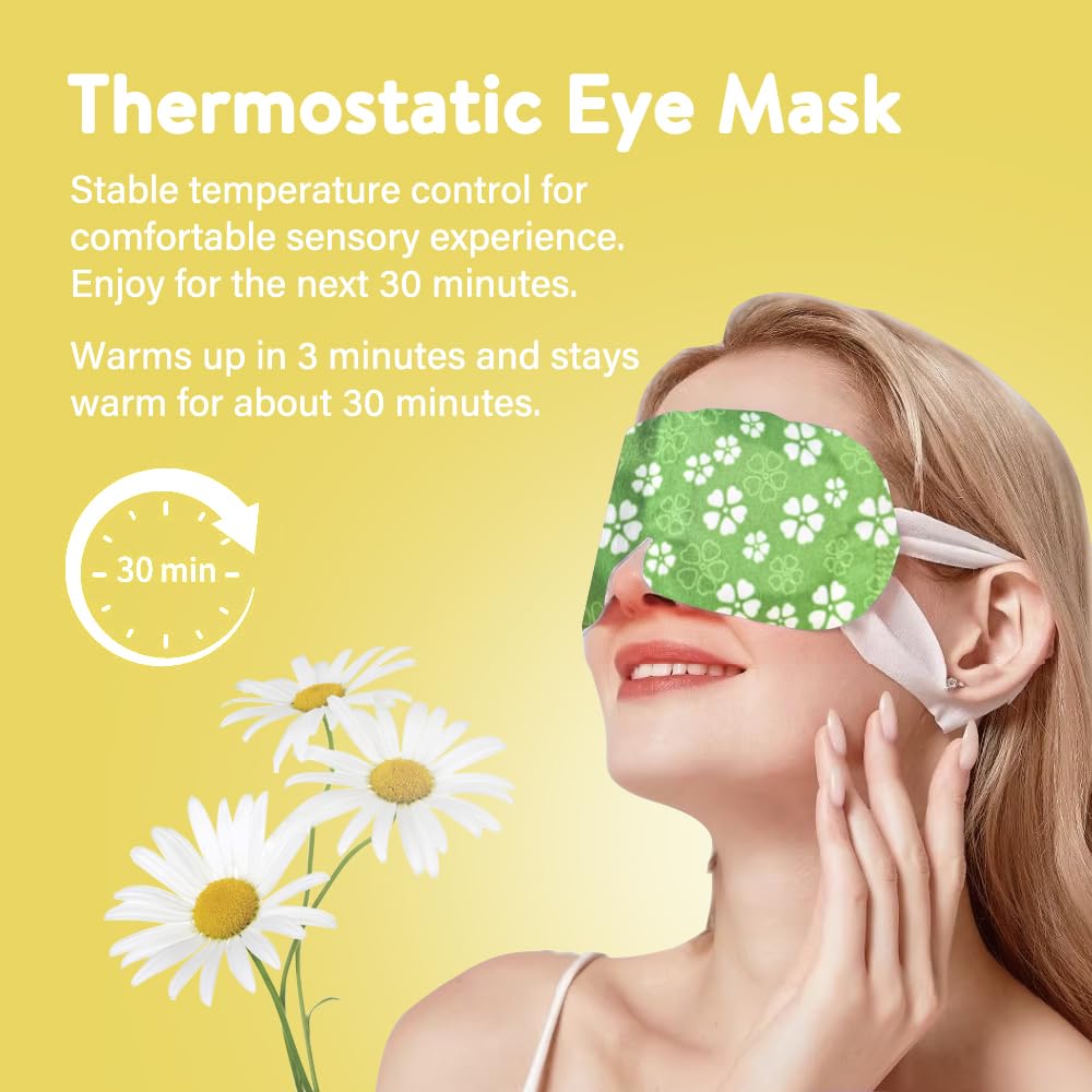 Minidiva Steam Eye Mask, 10Pcs Self-Heating for Dry Eyes Dark Circles & Stress Relief (Chamomile), 1 count (Pack of 10) - Image 4