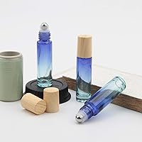 Vista 5 de Kesell Paquete de 10 botellas enrollables de aceite esencial con tapa de plástico de 0.3 fl oz (0.3 fl oz), botellas de rodillo de gradiente azul