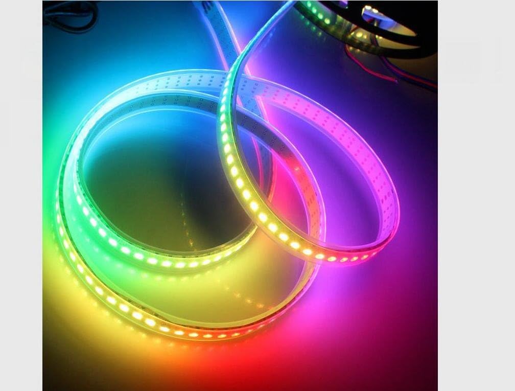 Rongda Smart Home WS2812B 5050 RGB SMD Individually Addressable LED Flexible Strip Light 1M 144 LED Pixel Waterproof IP67 White PCB 5V DC - Image 5