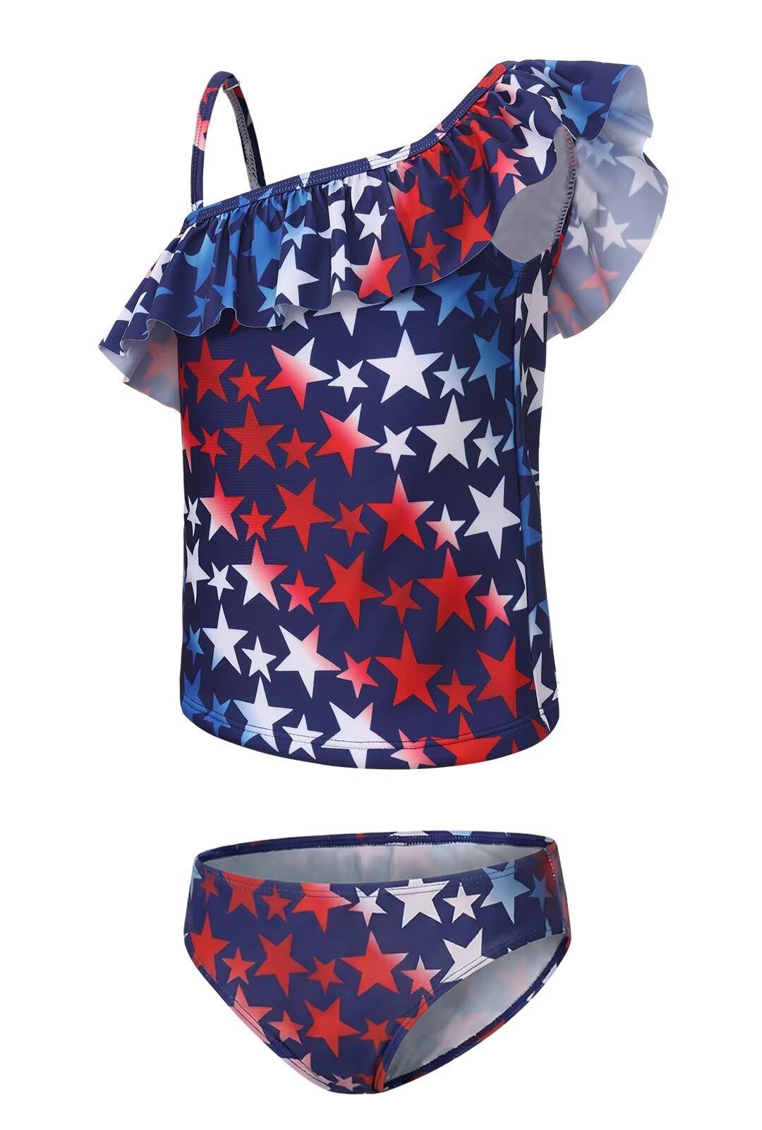 Girls Two Piece Swimsuits Hawaiian Ruffle Tankini Swimwear Bathing Suit Set