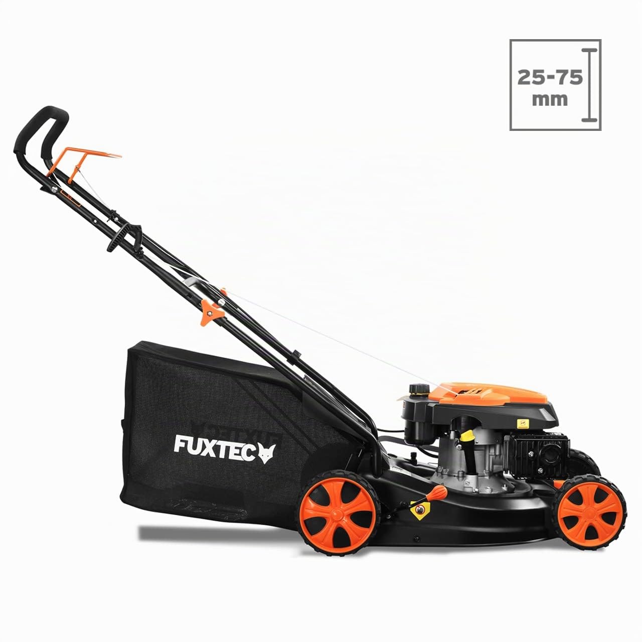 Cortacésped de Gasolina FUXTEC FX-RM4646ECO 46cm de Anchura de Corte - Potente Motor de Gasolina de 146cc Easy Clean 3en1 2,6KW Mulching recogedor de Hierba 50L