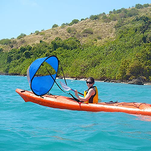 Karibou 42 Inches Downwind Wind Sail Kit Kayak Wind Sail Kayak Paddle Board Accessories, Easy Setup & Deploys Quickly, Compact & Portable, Royal Blue #TOP3