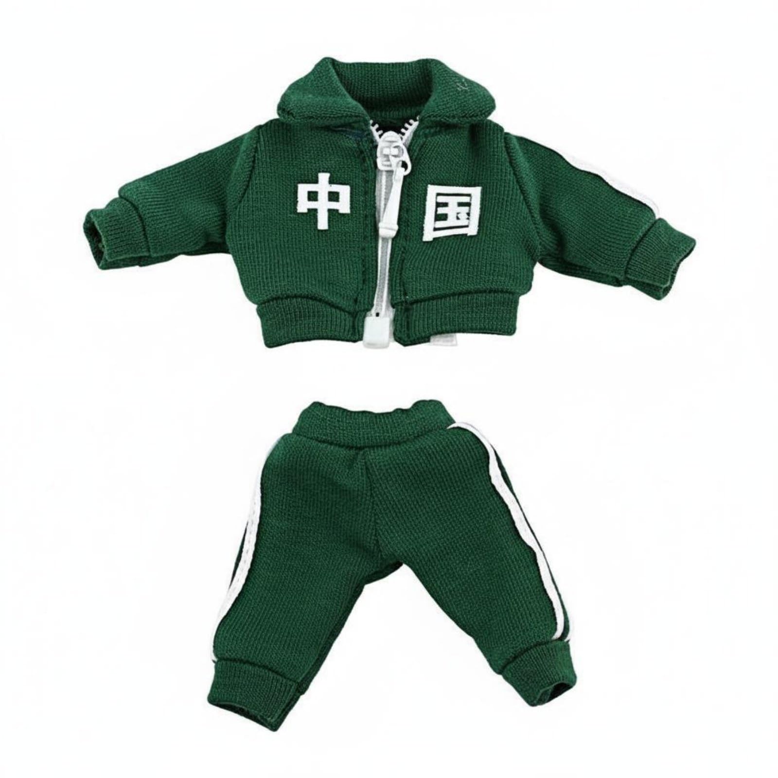 JunZheHub Doll Sportswear Miniature Tracksuit Set Clothes Pants Jacket Realistic Accessories Feature Zip Suitable for Collectors Hobbyists Scene Display, Green