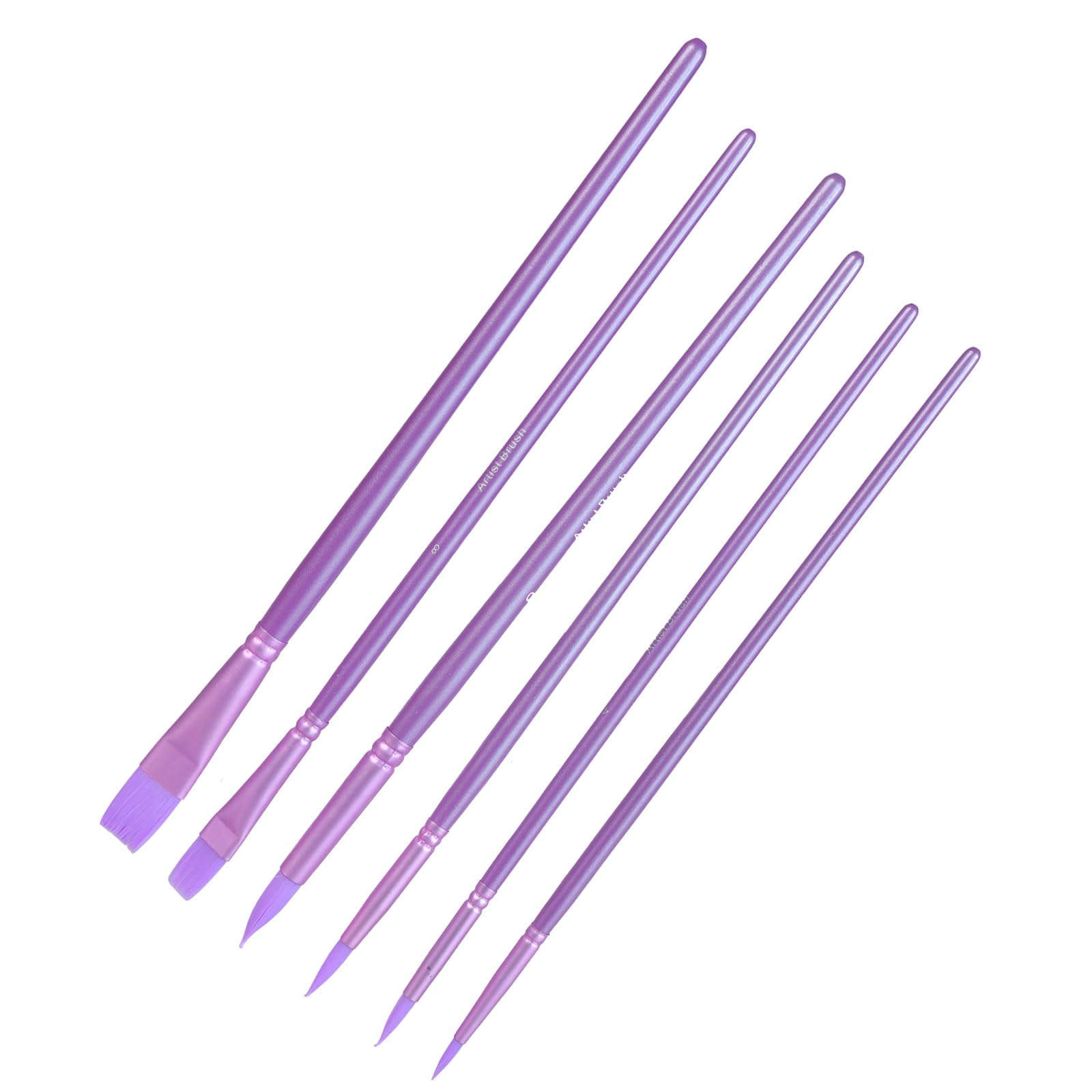 6Pcs Artist Paint Brush Watercolor Paint Brush For Oil Acrylics Watercolor Gouache Painting Nylon Bristles Paint Brush