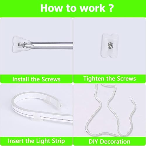 Miniatura 3 de Juego de 100 clips de luz LED de neón, material de polipropileno con tornillos, adecuado para tiras de neón LED de 0.236 x 0.472 pulgadas (0.236 x