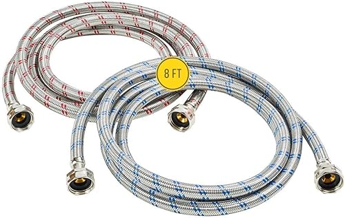Mangueras de lavadora (8 pies) OCT Connect para un ajuste fácil y seguro Ajuste universal para todas las lavadoras (paquete de 2 unidades) de