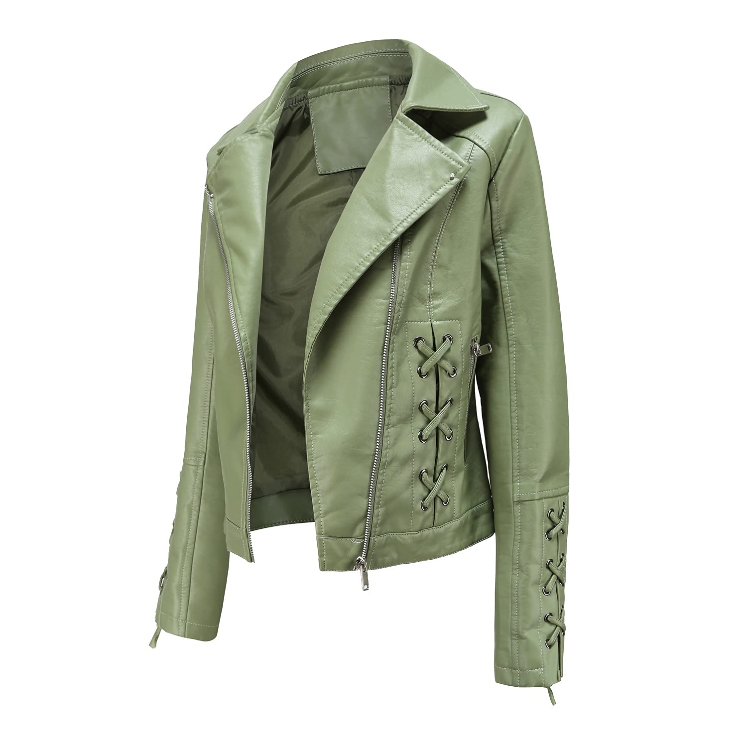 E-girl Damen Kunstleder Motorradjacke Revers RV,EU 36-48