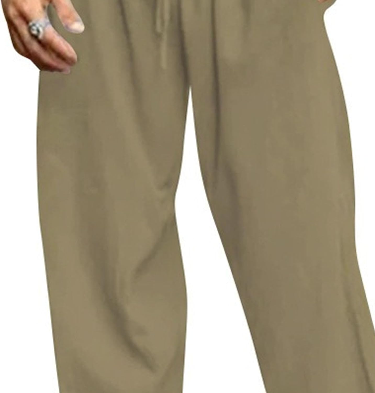 Men's Loose Casual Linen Pants Elastic Waist Summer Beach Drawstring Trousers Hippie Jogger Yoga Lounge Pants