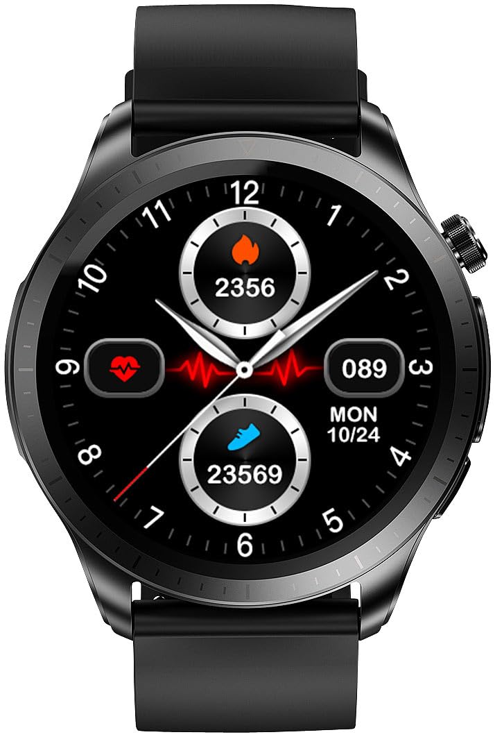 Newgen Medicals Pulsuhr mit Brustgurt: Fitness-Smartwatch, EKG-, Herzfrequenz- & SpO2-Anzeige, App, IP67 (Smartwatch Herren wasserdicht, Blutdruck Damen, Display)