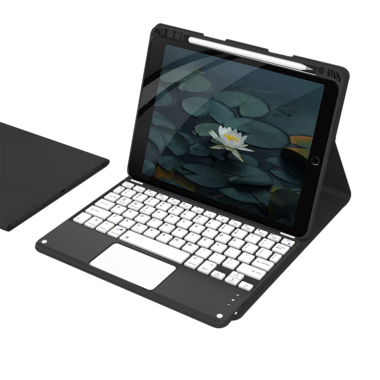 HaoHZ IPad 9.7 Keyboard Case for iPad 2018 (6th Gen) - iPad 2017 (5th Gen) - Air 2, Wireless Bluetooth Keyboard with Touchpad, Shockproof TPU Back Cover Magnetic Leather,Black