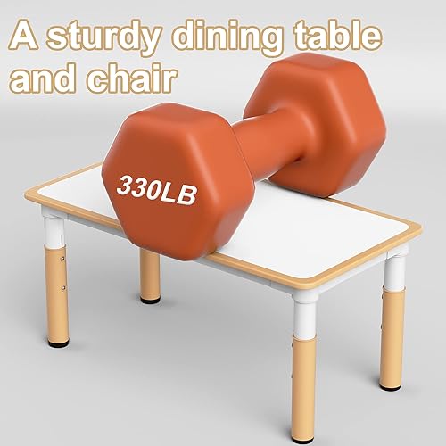 Miniatura 5 de LUUYOUU Juego de mesa y sillas para niños adecuados para niños de 2 años + juego de mesa y silla para niños pequeños de altura ajustable con 4