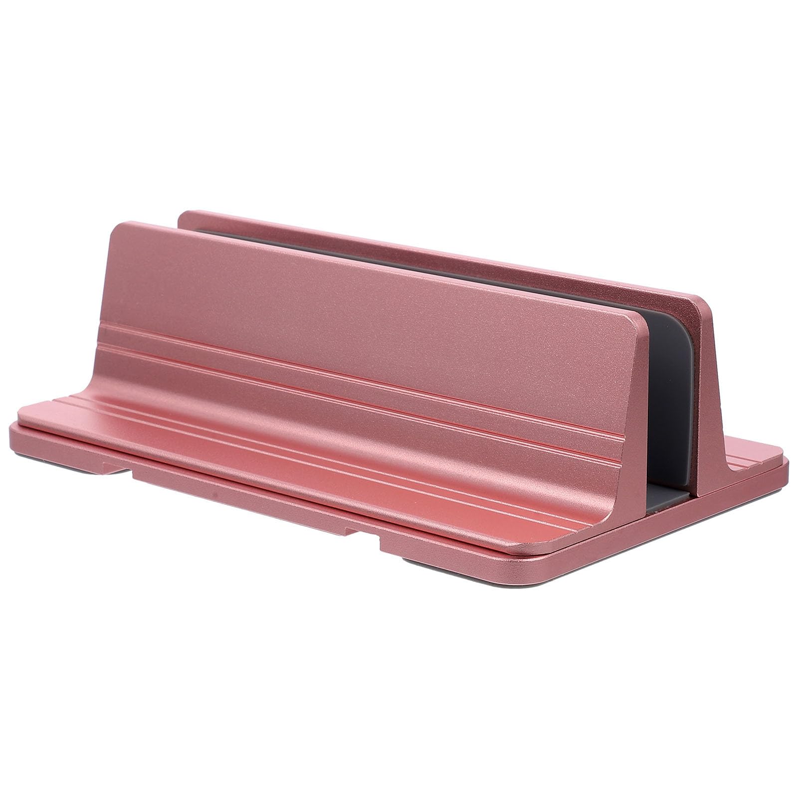 Lurrose Supporto Verticale per Laptop da Scrivania in Alluminio, Base di Montaggio Robusta e Multifunzionale per Notebook, Porta Tablet e Porta Libri, per Casa e Ufficio, Colore Rosa Gold