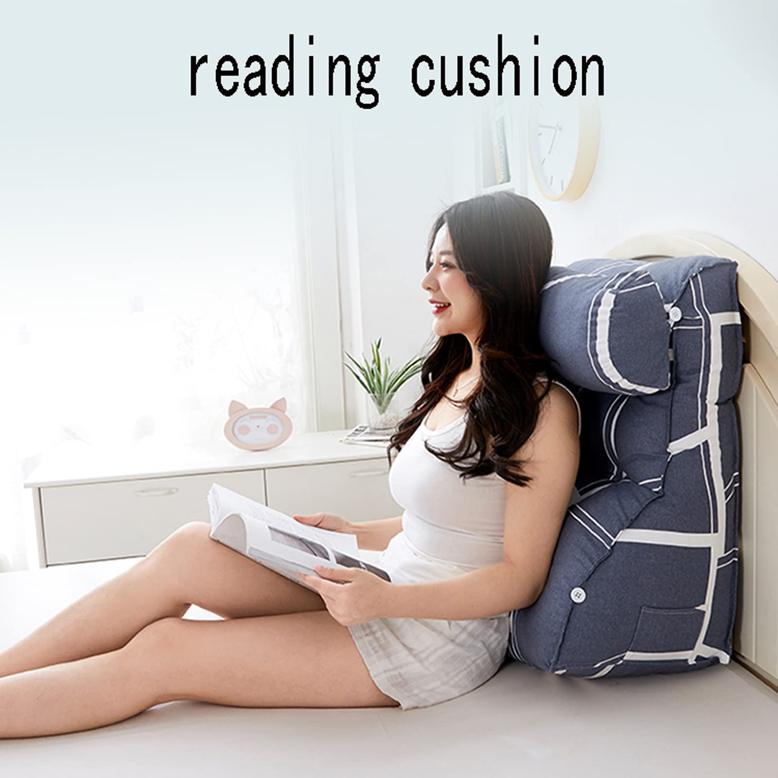 Keilkissen für die Rückenlehne zum Lesen, Lesekissen für die Bettruhe, Keilkissen fürs Bett, Taillenstützkissen, Keilkissen zur Rückenlehnenunterstützung zum Lesen und Arbeiten, 45 x 55 x 30 cm, Blum