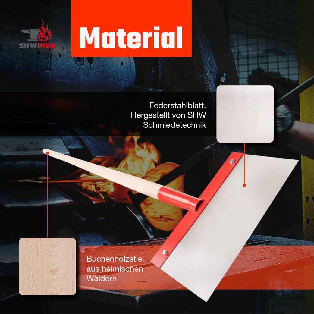 SHW-FIRE Stoßscharre 300mm Federstahlblatt, 1,0 mm stark mit 130cm Stiel