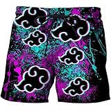 YaYa general Men's Anime Print Shorts Itachi Shorts Board Shorts (B,Medium)