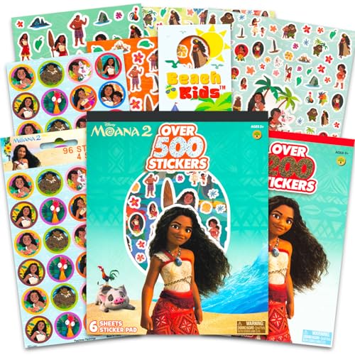 Moana Stickers for Kids Set - Moana Party Supplies Bundle with Over 800 Moana Stickers for Girls Birthday Party Goodie Bags | Disney Girls Bulk Variety Pack