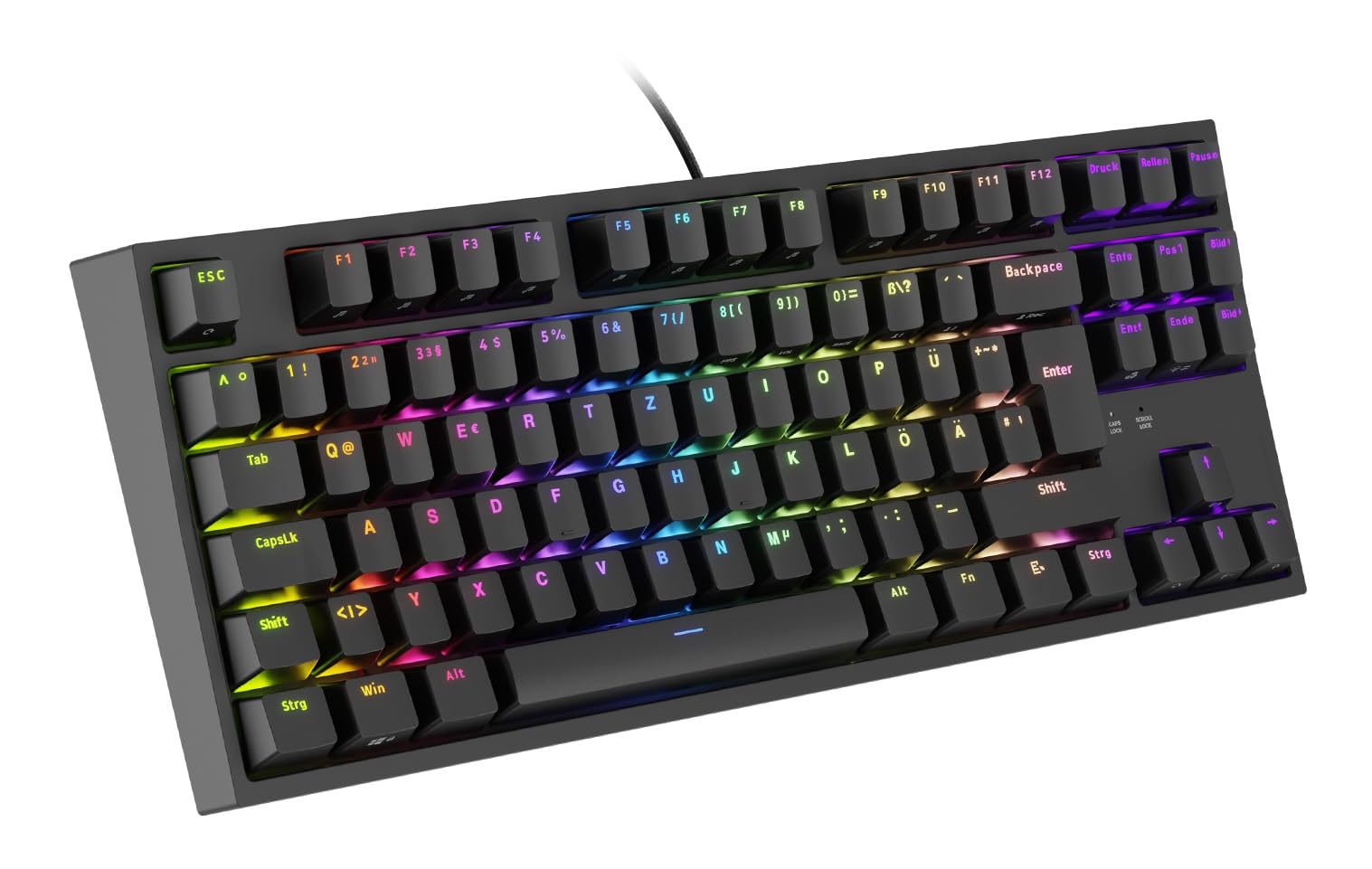 Genesis Thor 404 TKL Mechanische Gaming Tastatur QWERTZ, Gaming Keyboard 80%, Gateron Yellow Pro, Hot-Swap, RGB Beleuchtung, 88 Tasten, Anti-Ghosting, USB-A, Schwarz,