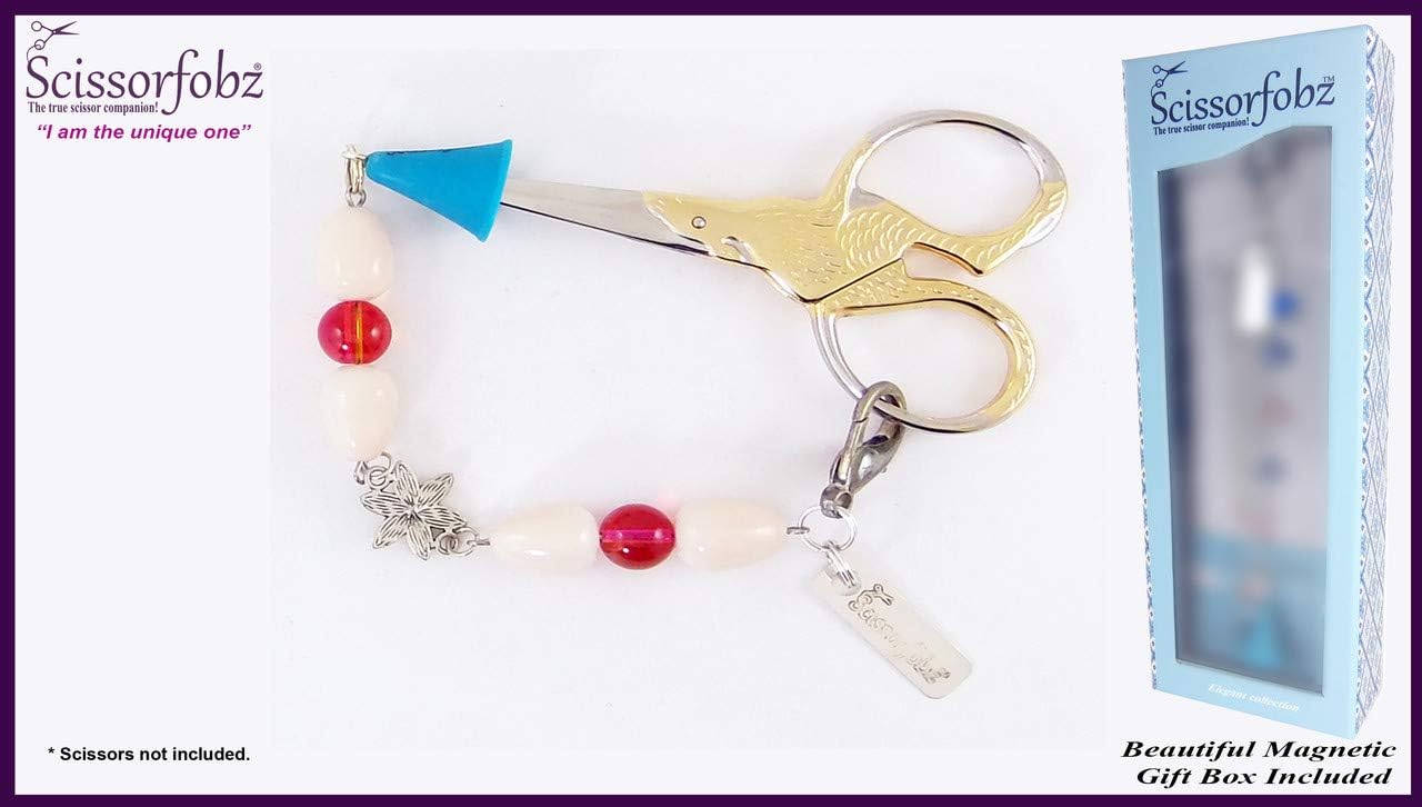 Scissors Fobs by SCISSORFOBZ-Elegant Collection - Key Ring Key Chain Bracelet Wristlet Purse Backpack Bag Charm- Quilters Sewers Embroidery Gifts. Beautiful Gift Box Included. E15000197
