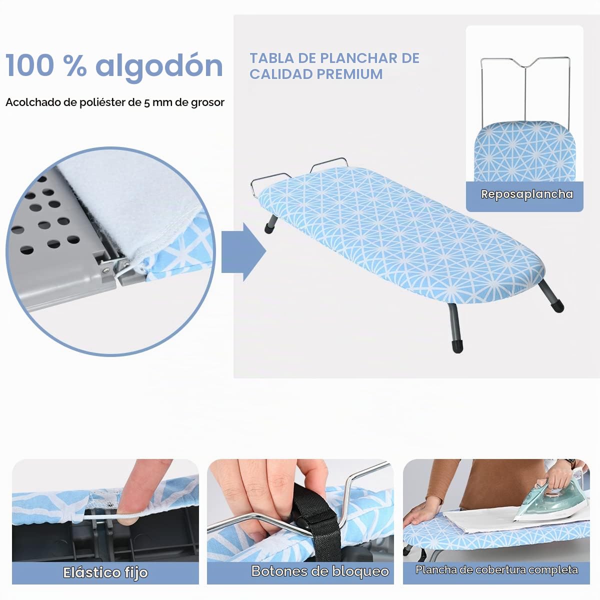 Johgee Tabla de Planchar Plegable, Ahorro de Espacio para Plancha de Vapor 81.5 x 31 cm, Estable Tabla de Planchar de Vapor con Pies Antideslizantes (Gris)