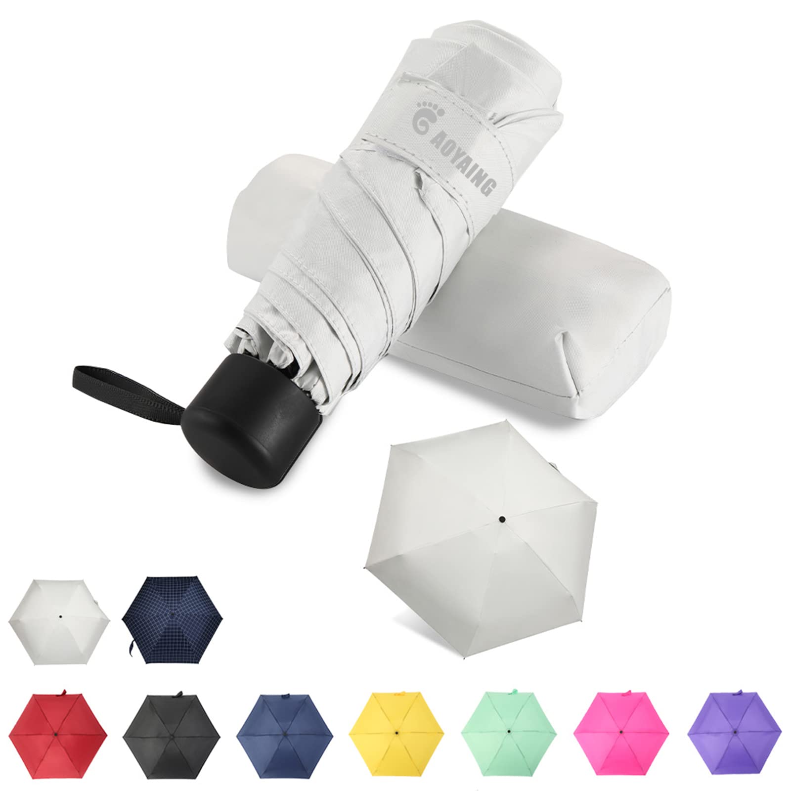 GAOYAING Small Mini Umbrella with Case Light Compact Design Perfect for Travel Lightweight Portable Parasol Outdoor Sun&Rain Umbrellas 34 Inches