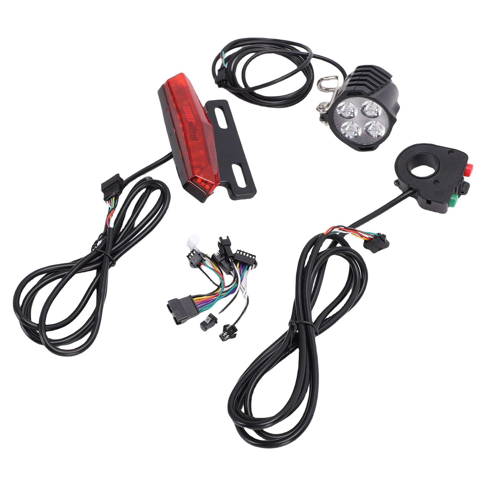 Sxhlseller Set di Luci per Bicicletta Elettrica, Interruttore a Chiave, Indicatore di Direzione, Clacson per Guida Notturna, Materiale ABS