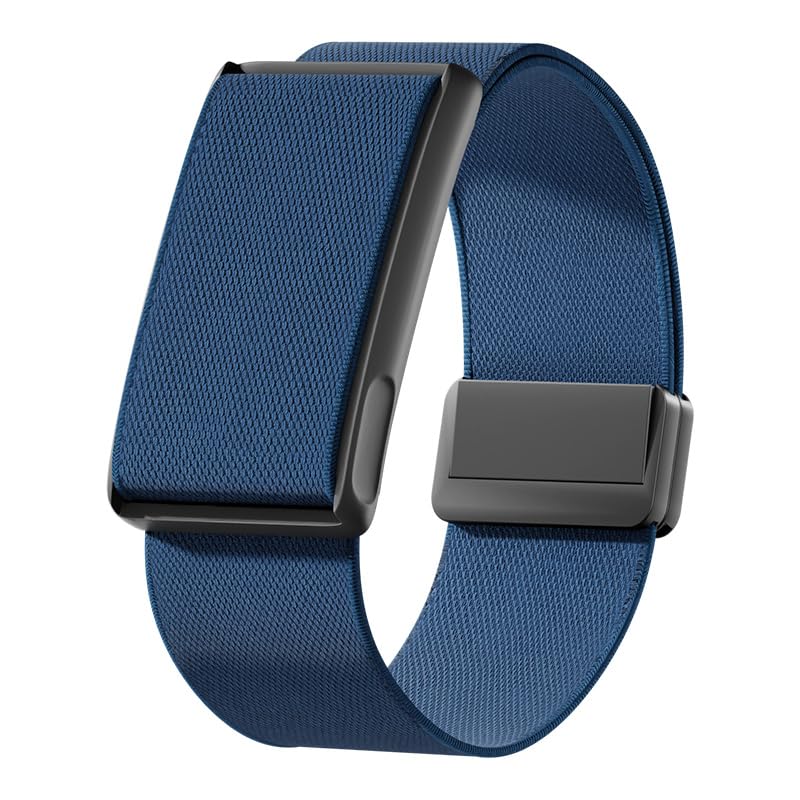 VeveXiao Stretchy Nylon Loop Strap Compatible With Amazfit Helio Strap, Breathable Sports Strap Sweat Absorption Band with Metal Frame Connector for Men Women-No Tracker (midnight blue)