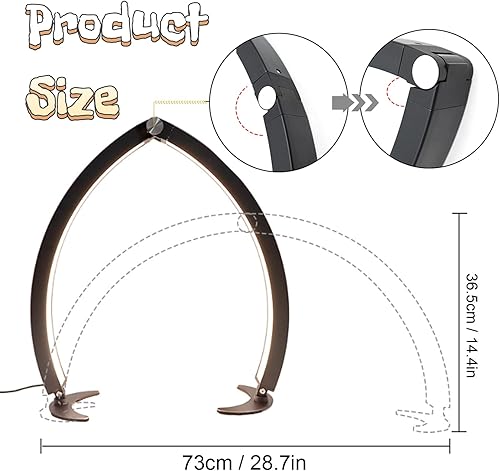 Miniatura 6 de Rosvola ROSVOLA3RT7A - Lámpara de escritorio plegable para uñas de 40 W, 28 pulgadas, 7 colores, lámpara de mesa de media luna, lámpara de luz de