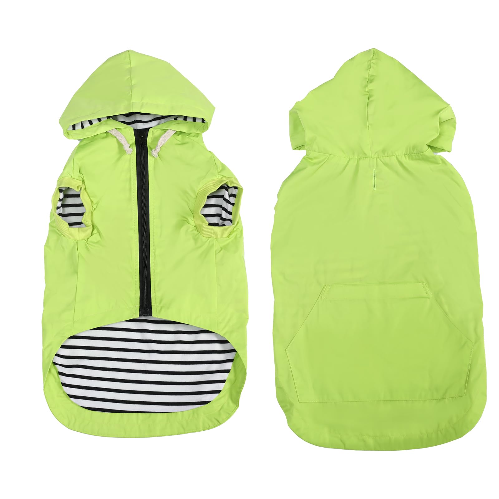 Dog raincoat rain jacket dogs waterproof fit for small medium breeds zipper closure pocket storage in cold day - Light Green - XXL