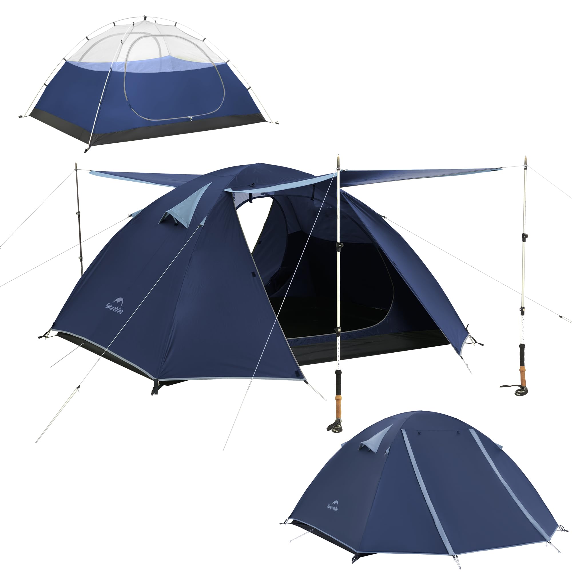 Naturehike Bleik Tenda a cupola ultraleggera per 2-3 persone, con 2 tende per campeggio, trekking e ciclismo