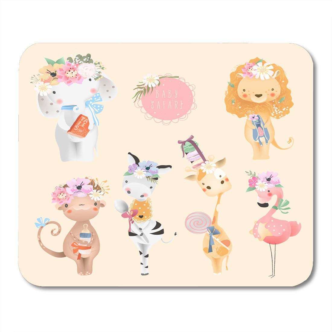 Mouse pads safari baby animals collection elephant lion monkey zebra flamingo bird and giraffe with accessories mouse pad for notebooks,Desktop computers mats office supplies