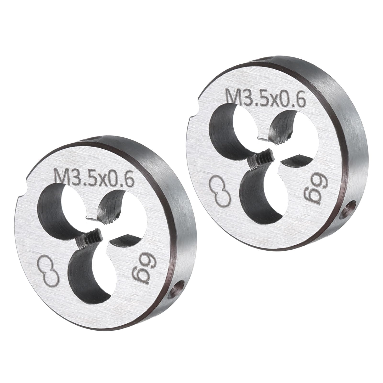 sourcing map 2pcs Round Threading Die M3.5 x 0.6 Metric Thread Right Hand Screw Cutting Fixed Dies, Alloy Tool Steel Tapping Repair Tool