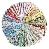 42Pcs 10'x10' Quilting Cotton Fabric Square No Repeat Layer Cake Precut Multi-Color Printed Floral Fabric for DIY Sewing,Quilting and Scrapbooking (Red/Pink/Yellow/Coffe/Green/Blue)