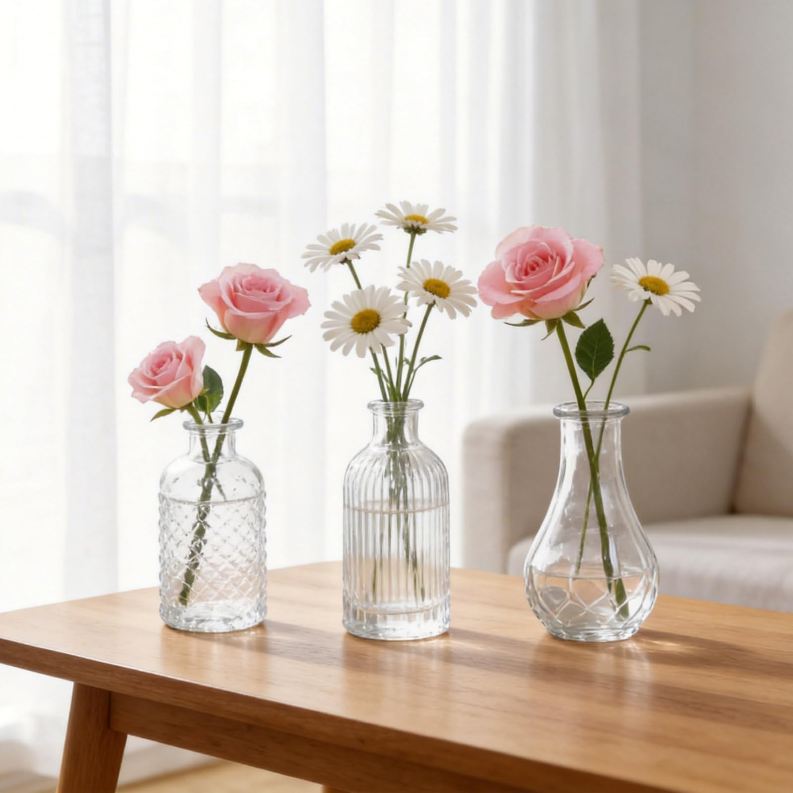 Juego de 22 jarrones pequeños de cristal transparente para decoración de mesa, bodas, hogar y fiestas