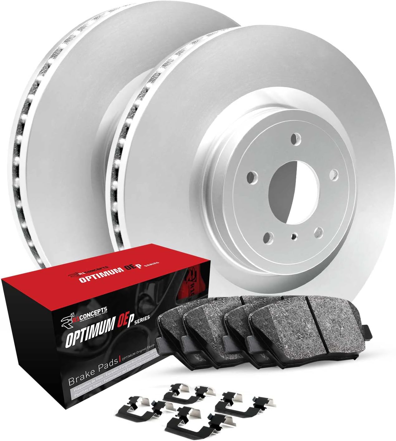 R1 Concepts Front Brake Kit For 2022-2024 Kia Carnival| Blank Brake Rotors| Optimum OEP Brake Pads and Rotors Kit