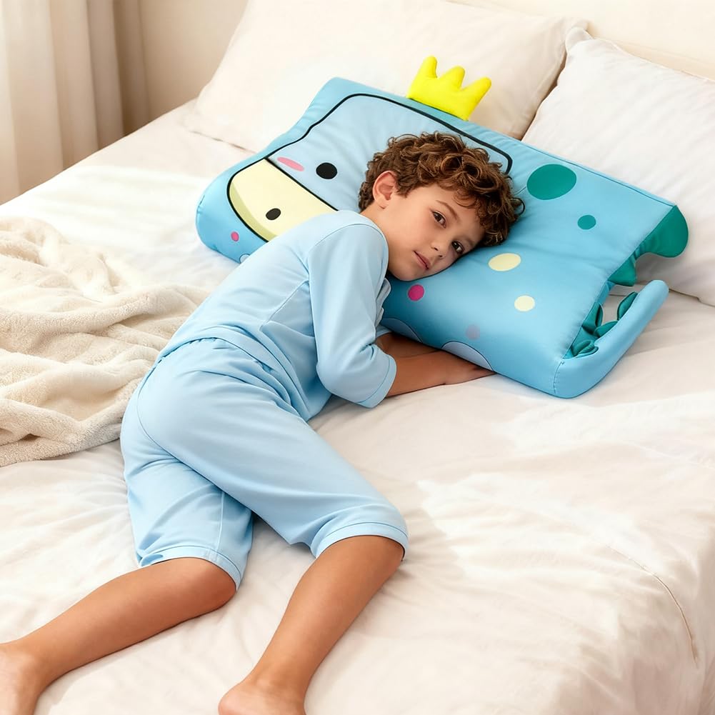 RANJIMA Schlummerkids poduszka dziecięca z pamięcią kształtu, ergonomiczna, oddychająca, hipopotam